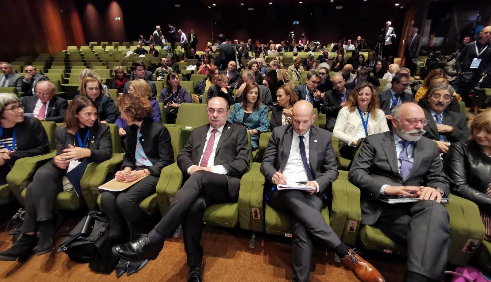 Javier Lambán y Meritxell Budón, durante el acto celebrado en Jaca.