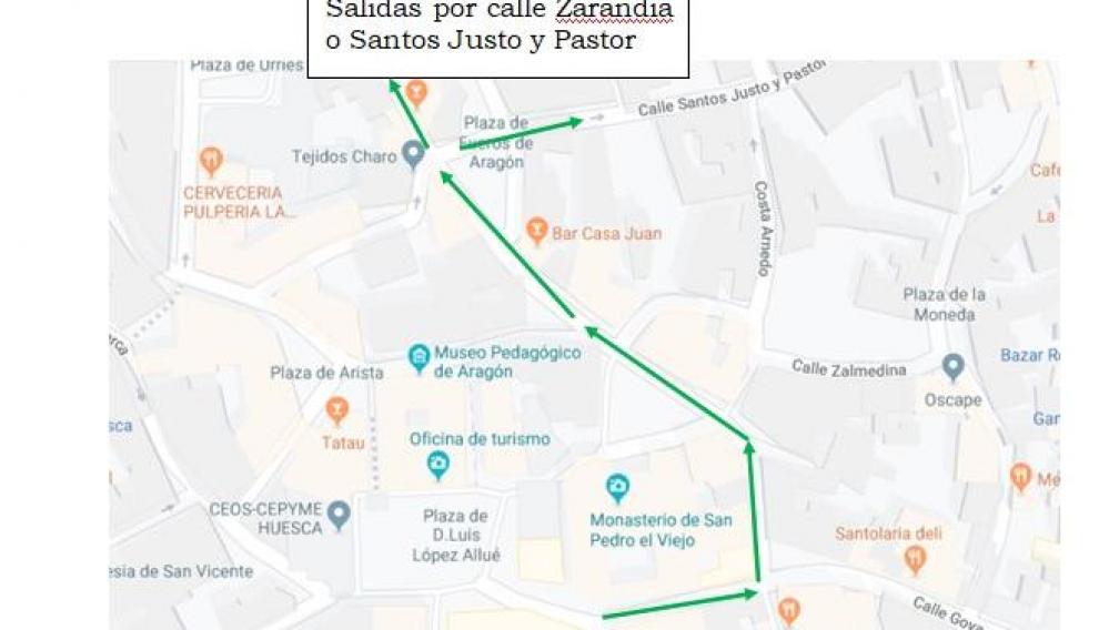 Itinerario alternativo para los coches que circulen desde San Lorenzo y San Orencio.
