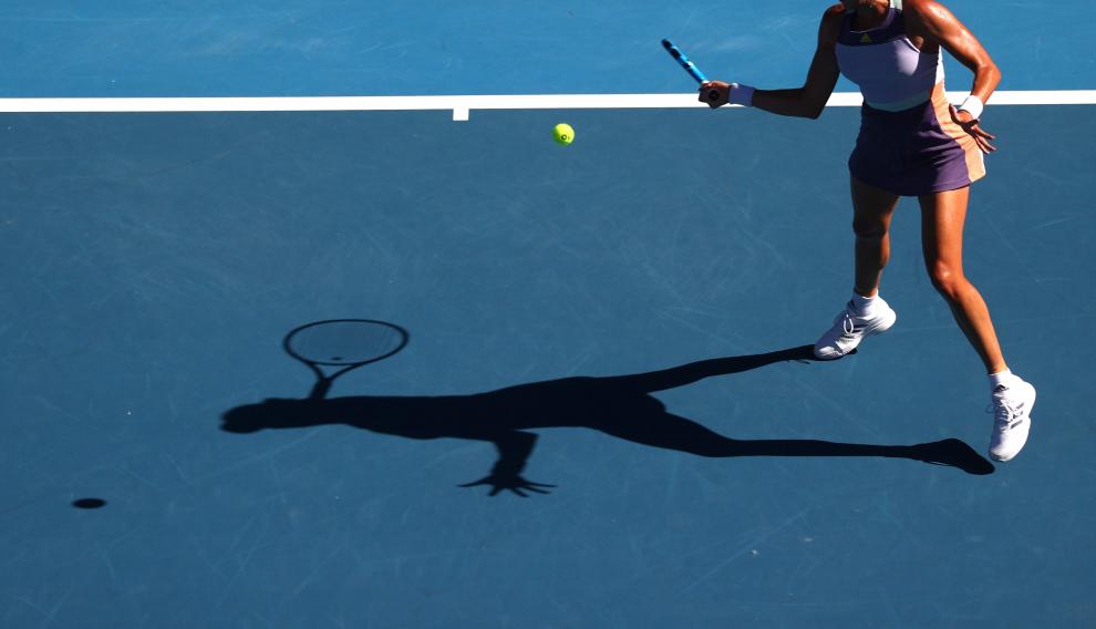 Garbiñe Muguruza en acción durante el partido