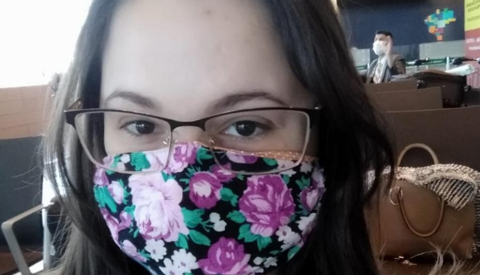 Carolina Salas, este domingo, en el aeropuerto de Sao Paulo.