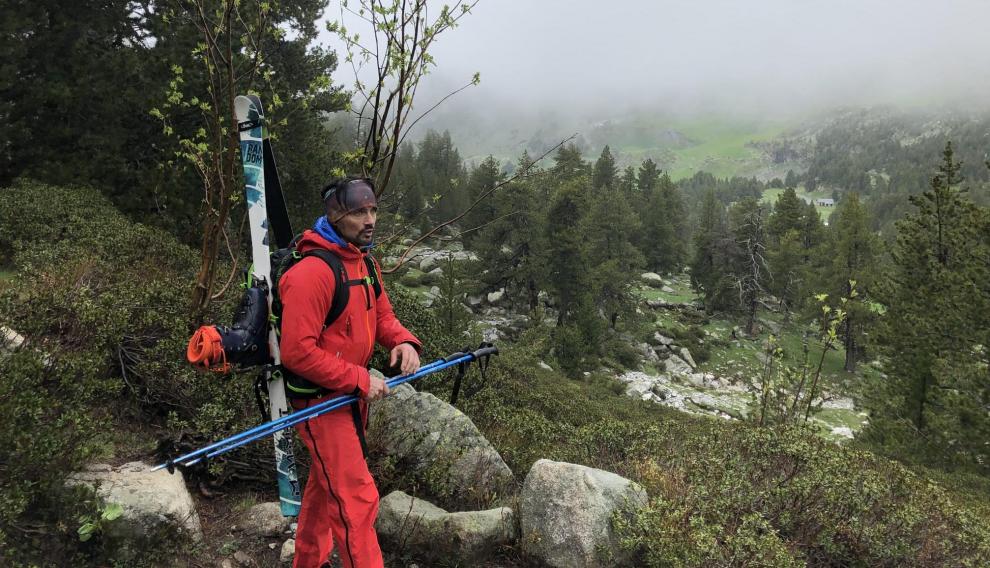 Rubén Pérez, durante su ascenso a la Maladeta.