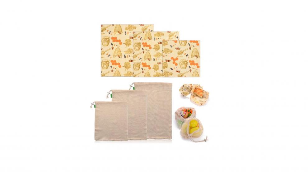 Este kit incluye tres papeles de cera de abeja y tres bolsas.