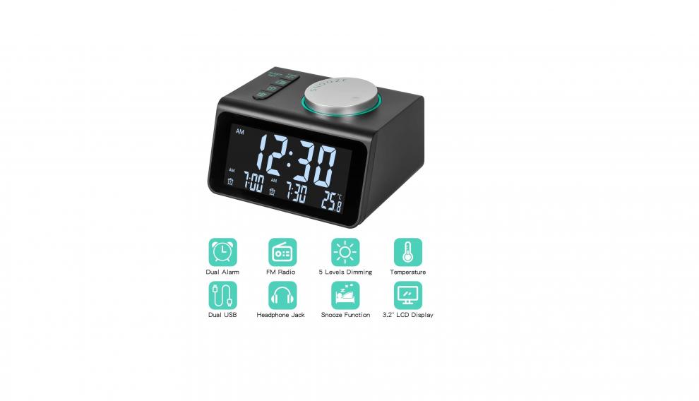 Este despertador dispone de varios sonidos de alarma.