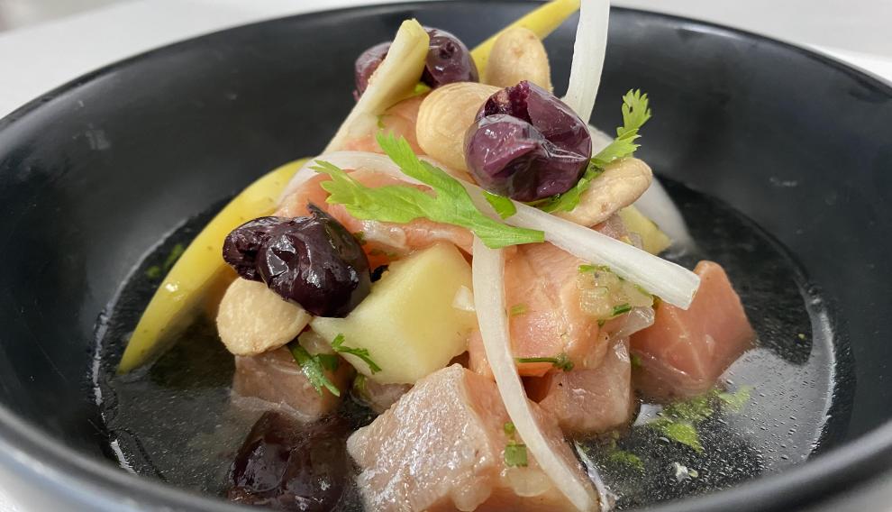 Cebiche aragonés de trucha del Pirineo.