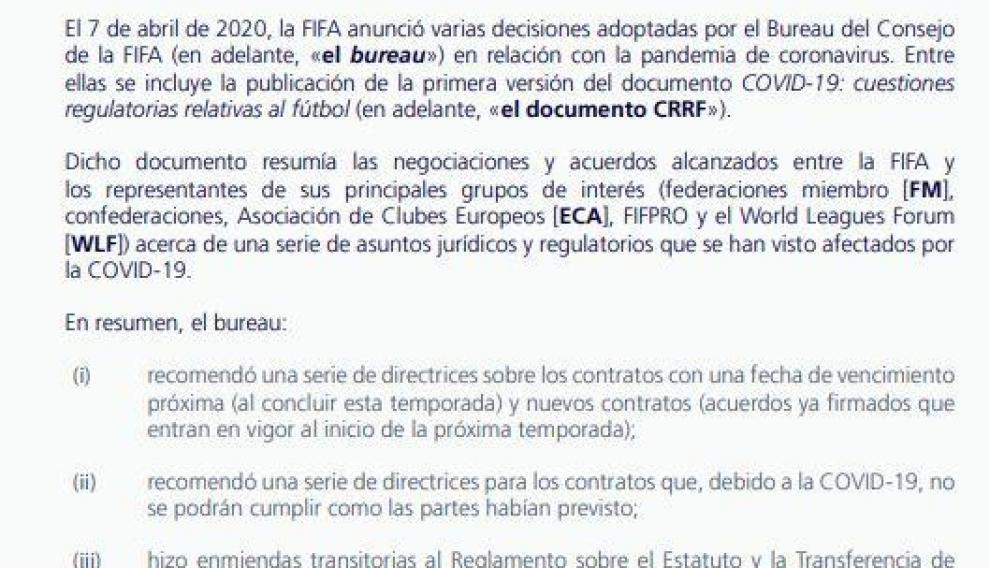 “Guía sobre las cuestiones regulatorias relativas al fútbol a causa de la COVID-19”