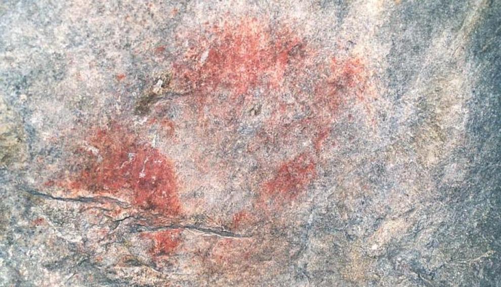 Pintura rupestre en la cueva del Trucho, en Colungo