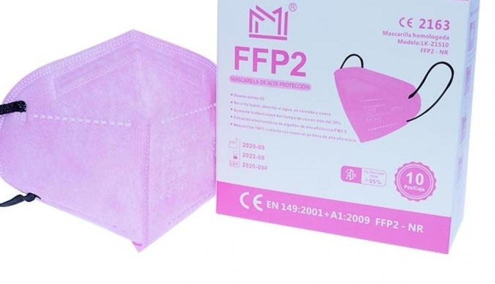 Mascarilla FFP2 rosa de venta en Farmavázquez.