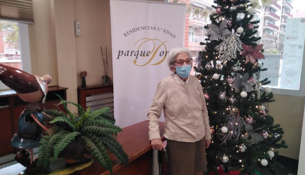 Pilar Caro, en la residencia Parque Dorado III en Zaragoza.