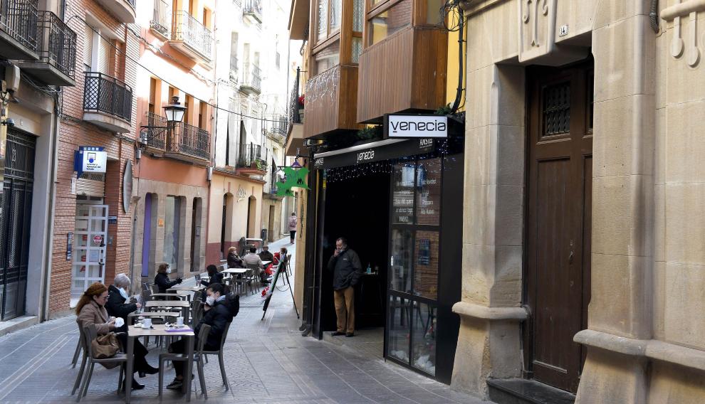 Exterior del bar Venecia, en Alcañiz.