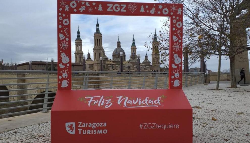 El 'photocall' instalado hace unos días en el Balcón de San Lázaro.