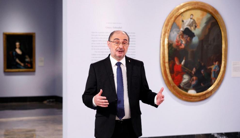 Javier Lambán, en el Museo de Zaragoza.