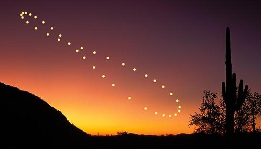 Analema solar: si durante los 365 días del año, siempre a la misma hora y desde el mismo sitio, fotografías el sol y juntas todas las fotos, la trayectoria que describe se parece mucho al símbolo del infinito. ¿Pudo inspirarlo?