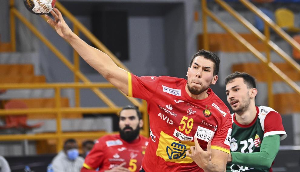 Foto del partido de balonmano España-Hungría