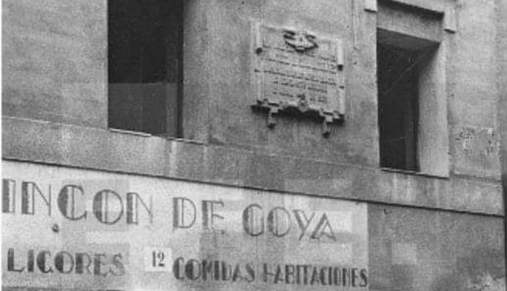 Detalle de la Casa de Goya de la actual plaza de Salamero, antes de ser derribada