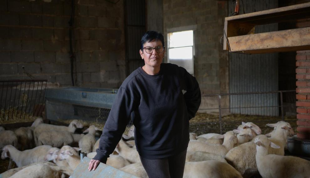 Rosa Serra, con su ganado en Royuela.