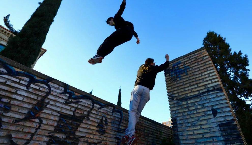 Parkour en el Parque Delicias.