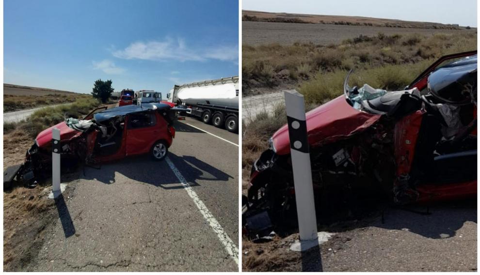 Accidente en la carretera de Barcelona a la altura de La Almolda.