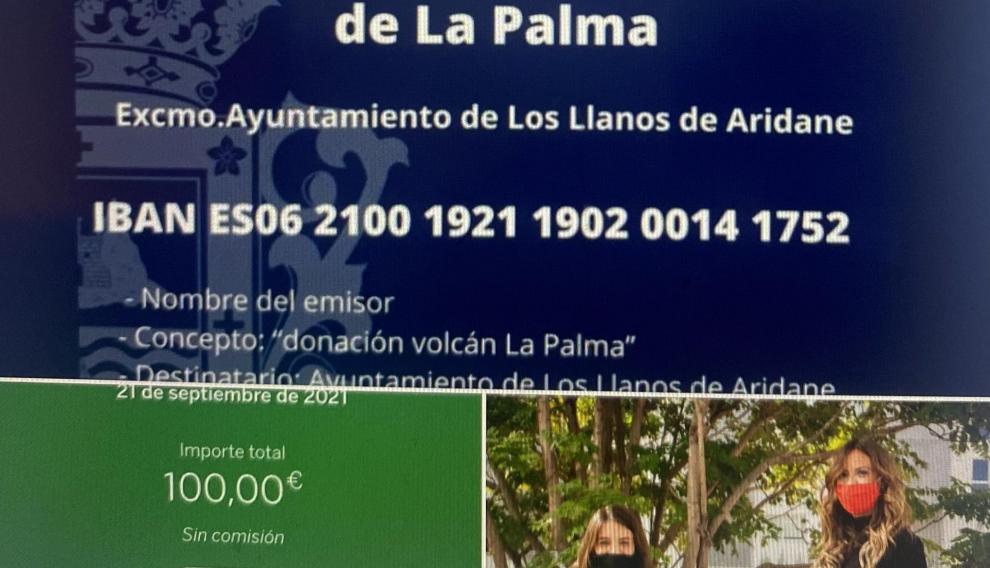 Donación de Esther Villoro a los damnificados de La Palma