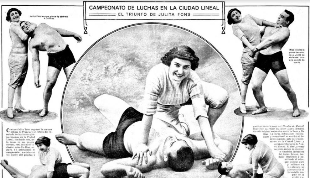 La luchadora Julita Fons, en un reportaje de un diario madrileño de 1912.