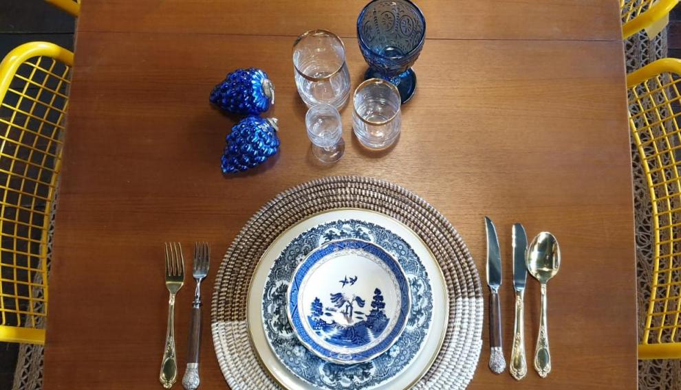 Un detalle de mesa de Navidad.