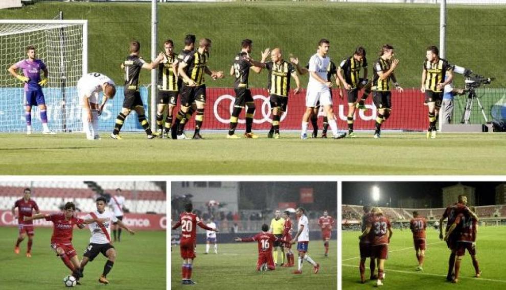 Partidos jugados en ciudades deportivas anteriormente. Arriba, Valdebebas (R. Madrid). Abajo, Sevilla; Cerro del Espino (Majadahonda/At. Madrid) y Mini Estadi (Barcelona).