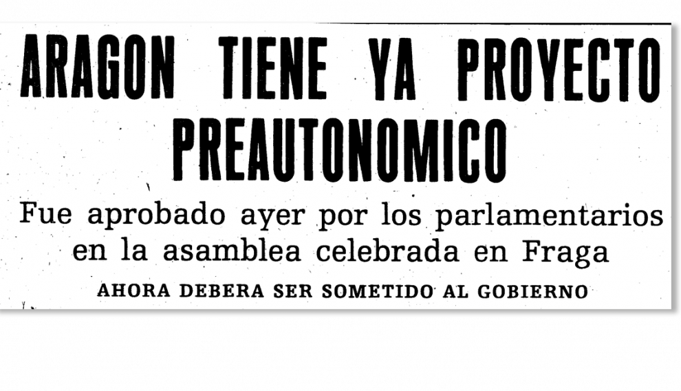 El 20 de enero de 1978, la Asamblea de Parlamentarios aragoneses se reunió en Fraga para redactar el texto de preautonomía que se debía remitir al Gobierno Central para su aprobación. También se constituyó una Dirección General de Aragón, lo que conocemos ahora como DGA.
