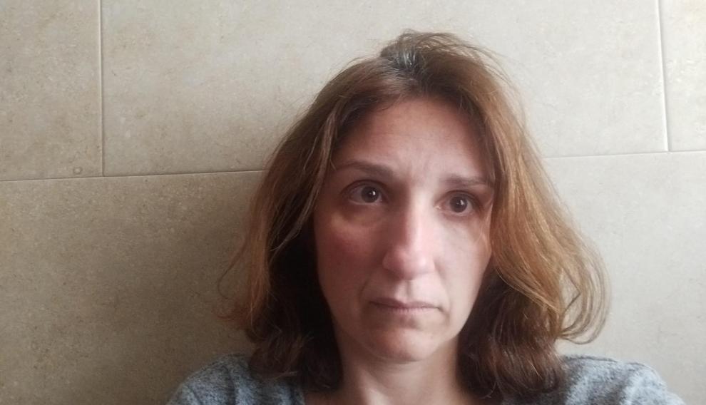 Susana Auria, en su casa de Zaragoza.