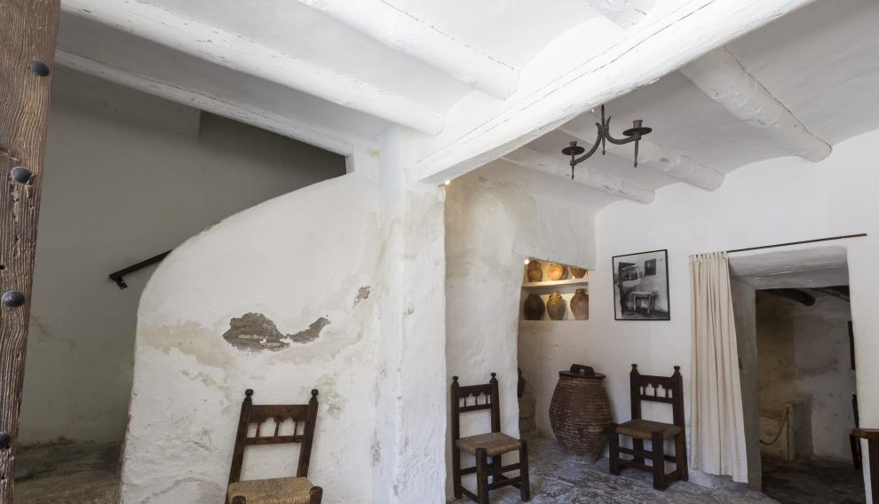 Imagen del interior de la casa natal de Goya, en Fuendetodos.