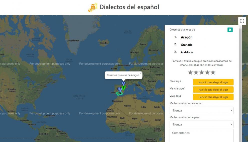 La aplicación Dialectos del español sitúa a Heraldo Joven en Aragón. ¡Buen Trabajo!