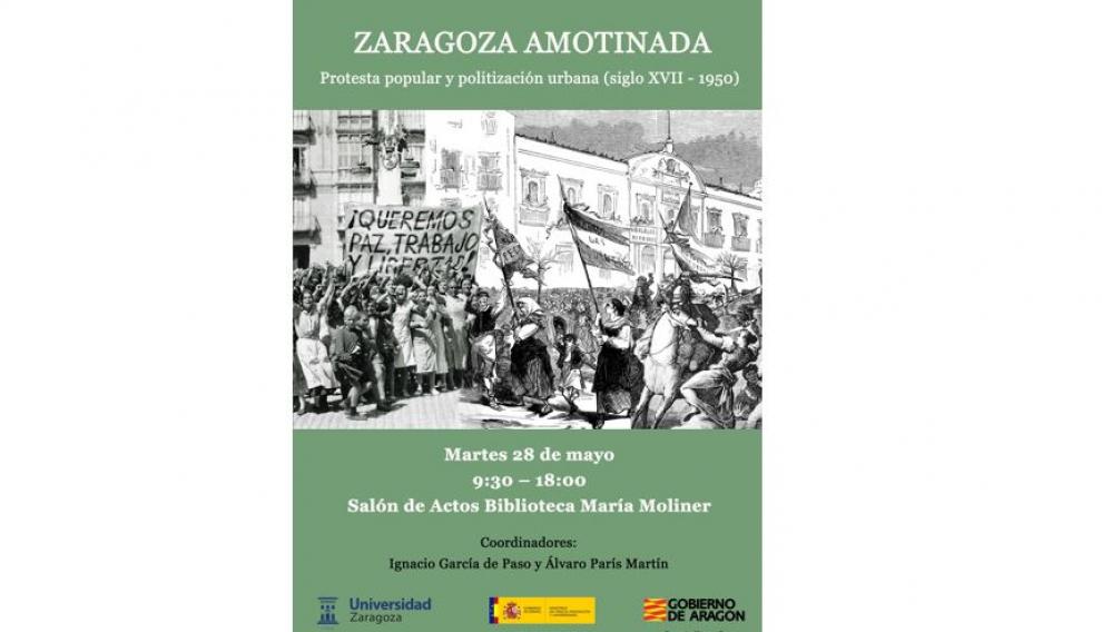 Cartel del seminario 'Zaragoza amotinada'.