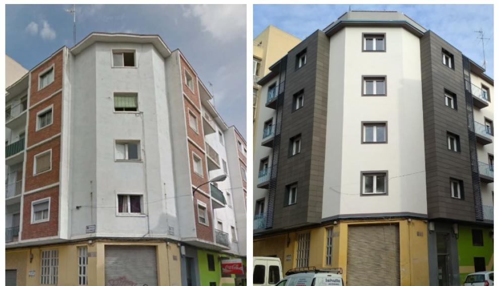El antes y el después de una rehabiltiación en la calle de Santa Rosa, 14, en el barrio de San José de Zaragoza.