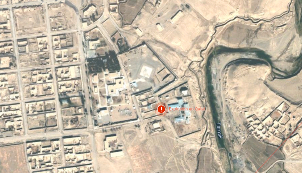 Lugar de la explosión en Qalat