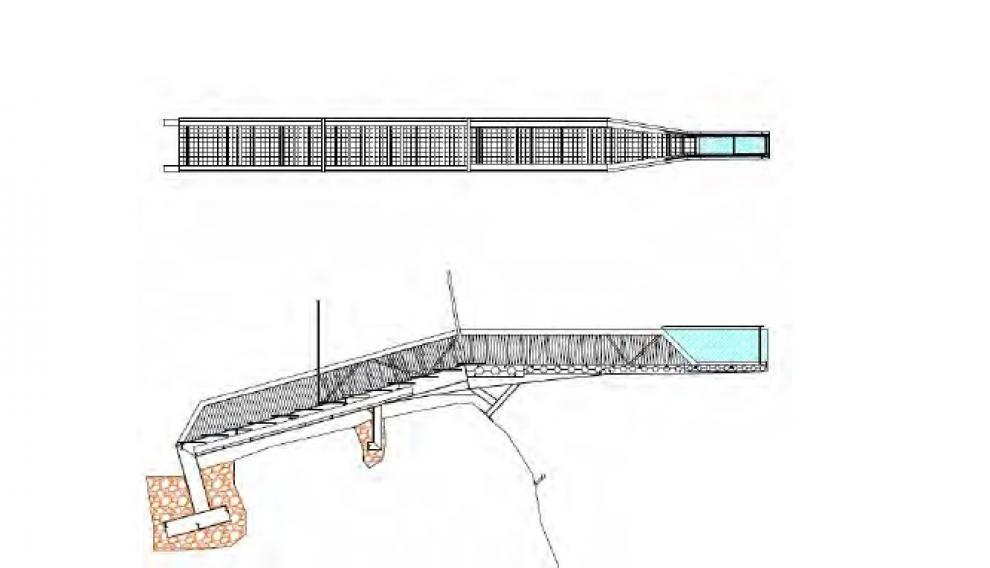 Recreación de la estructura que tendrían el mirador-pasarela.