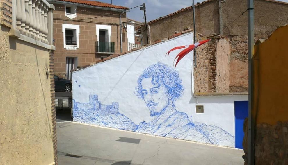 Mural sobre Bécquer de Adrián Pereda en Trasmoz.