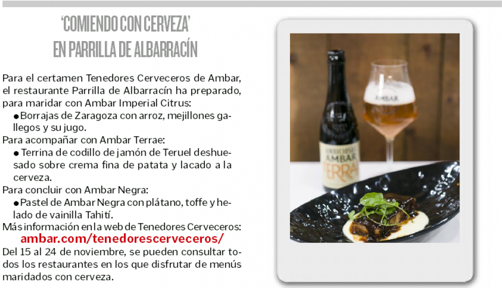 'Comiendo con cerveza' en Parrilla de Albarracín.