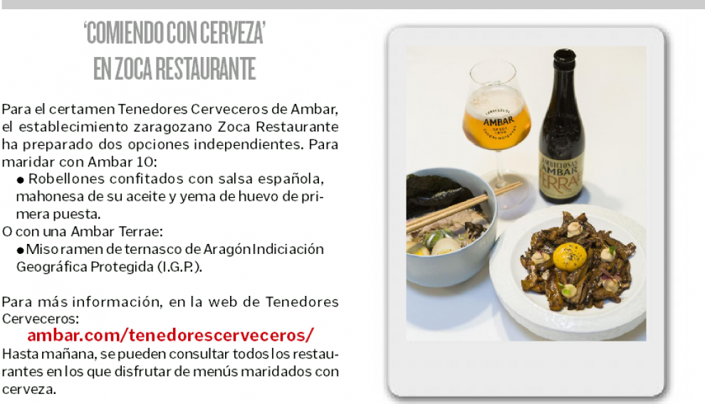 'Comiendo con cerveza' en Zoca Restaurante.