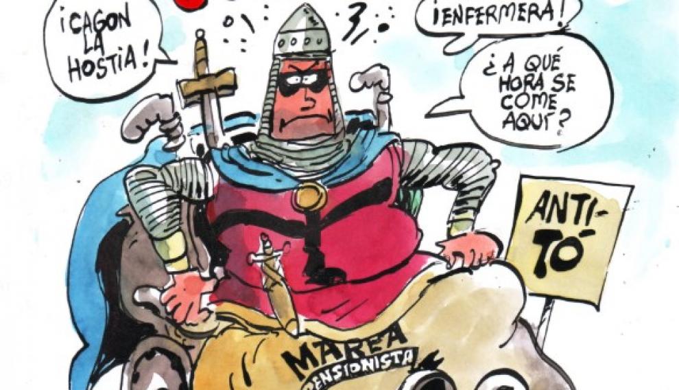 La revisión del héroe (ya talludito) del dibujante Azagra.
