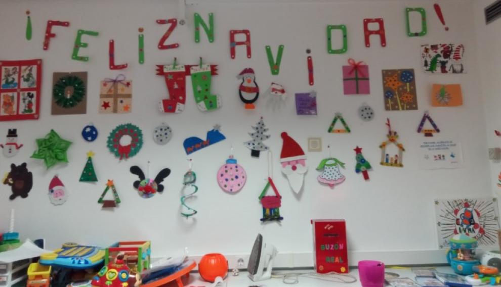 La decoración que han hecho los voluntarios de Aspanoa en Oncopediatría.