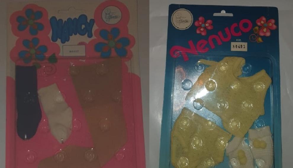 Cajas de medias de la muñeca Nancy y ropa de Nenuco.