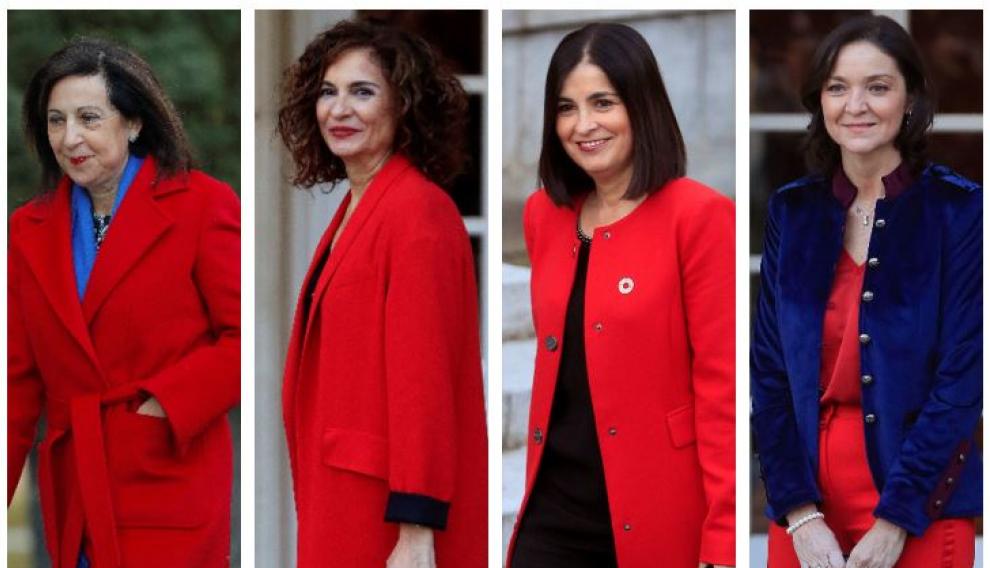 De izquierda a derecha, las ministras Robles, Montero, Darias y Maroto.