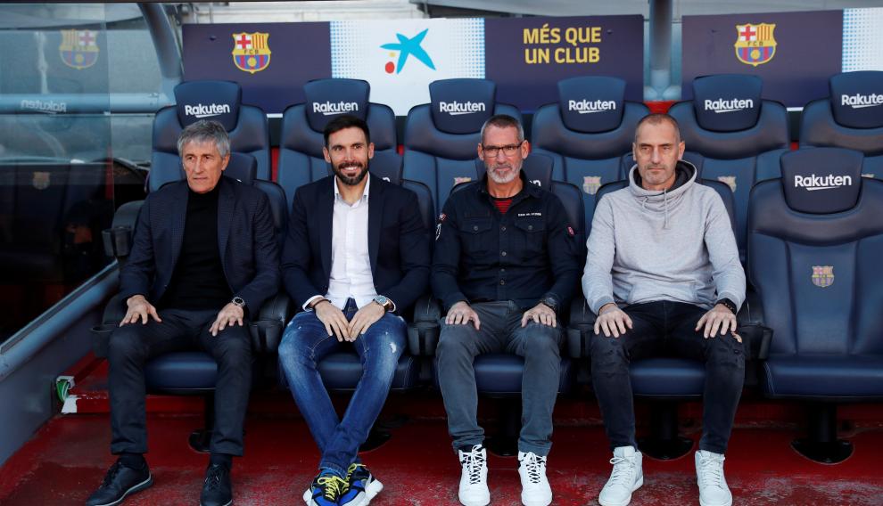 El nuevo cuerpo técnico del FC Barcelona: Quique Setien, Eder Sarabia, Jon Pascua y Fran Soto