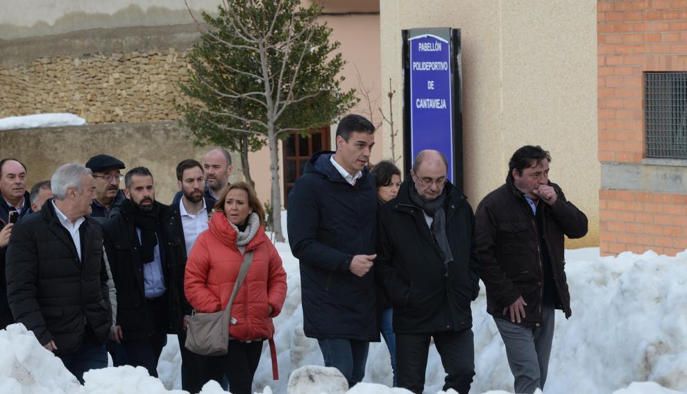 Pedro Sánchez visita Cantavieja para conocer los daños del temporal.
