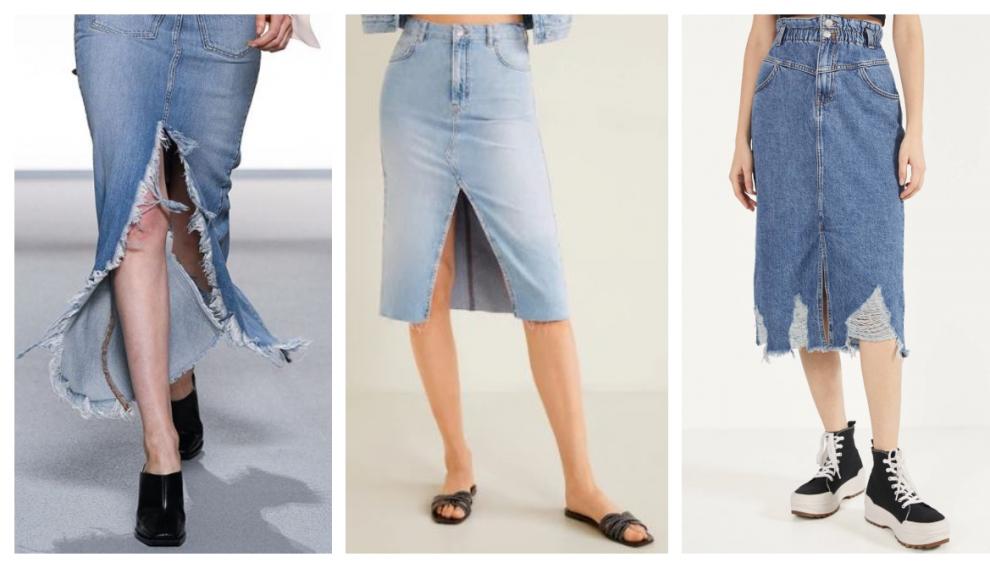 Faldas vaqueras de Givenchy, Mango y Bershka.