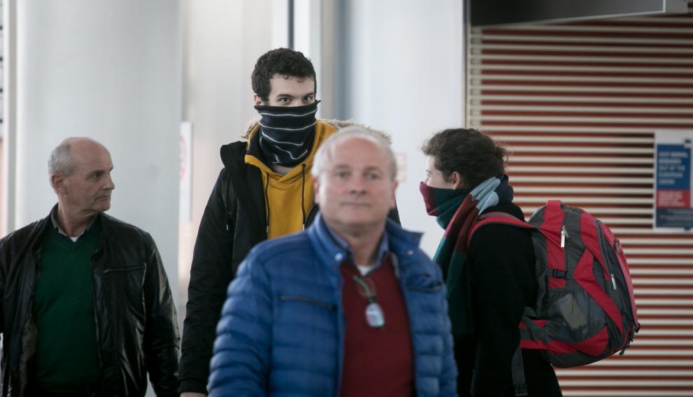 Alicia Bautista y Juan Lanero a su llegada a Zaragoza, procedentes de Bérgamo.