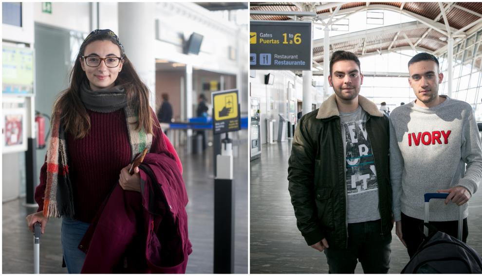 Roberta (arriba) y Vidal y Carlos (abajo) son estudiantes Erasmus que terminan y empiezan su beca.