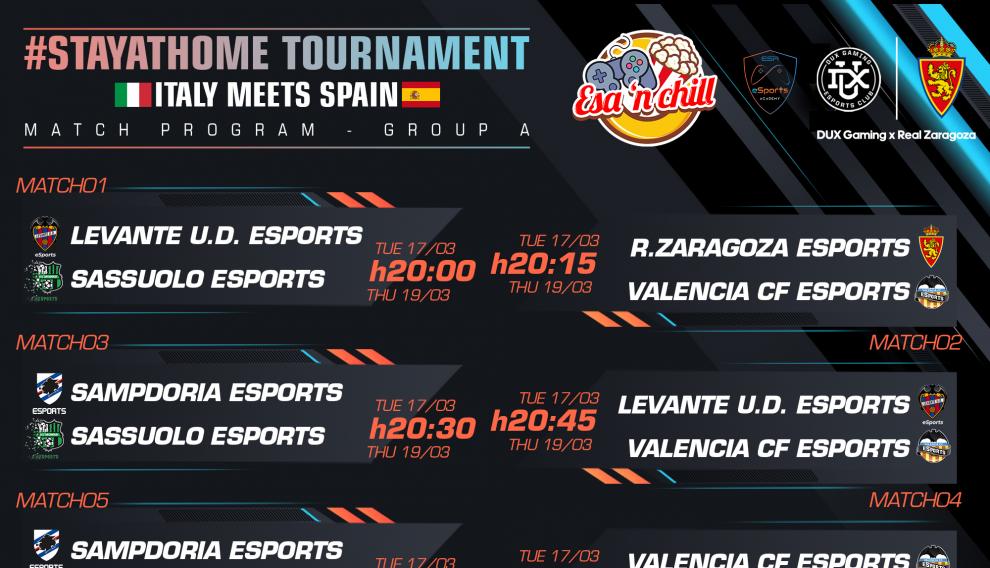 Cuadro de partidos de uno de los torneos jugados esta semana por el Real Zaragoza.