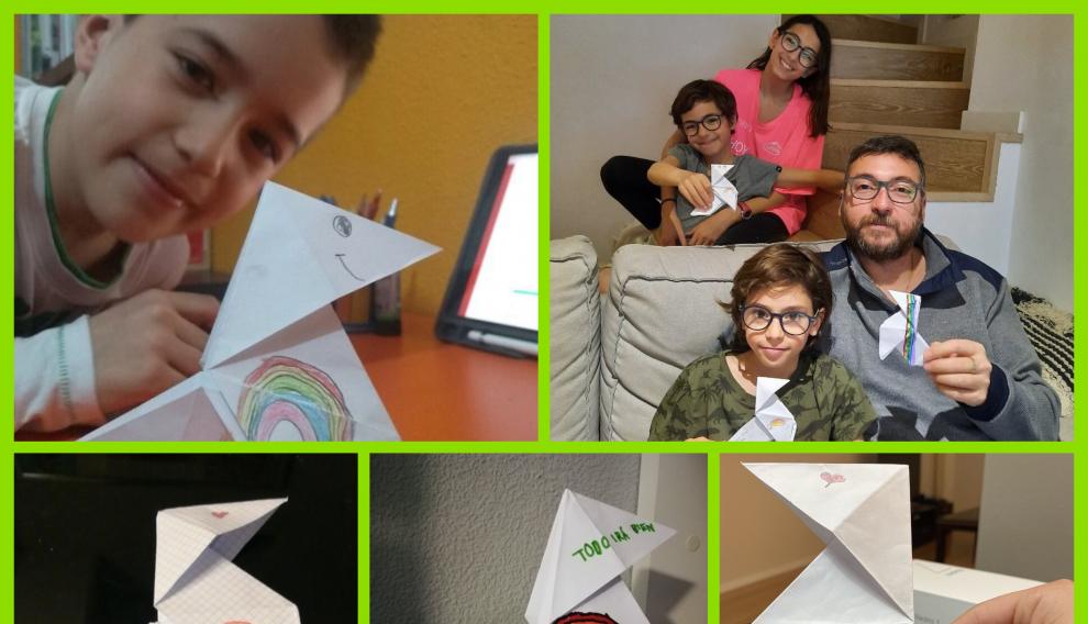 ‘Todo irá bien’, el mensaje de los escolares y familias del Club de la Pajarita, del CPI Castillo Qadrit, de Cadrete (Zaragoza)