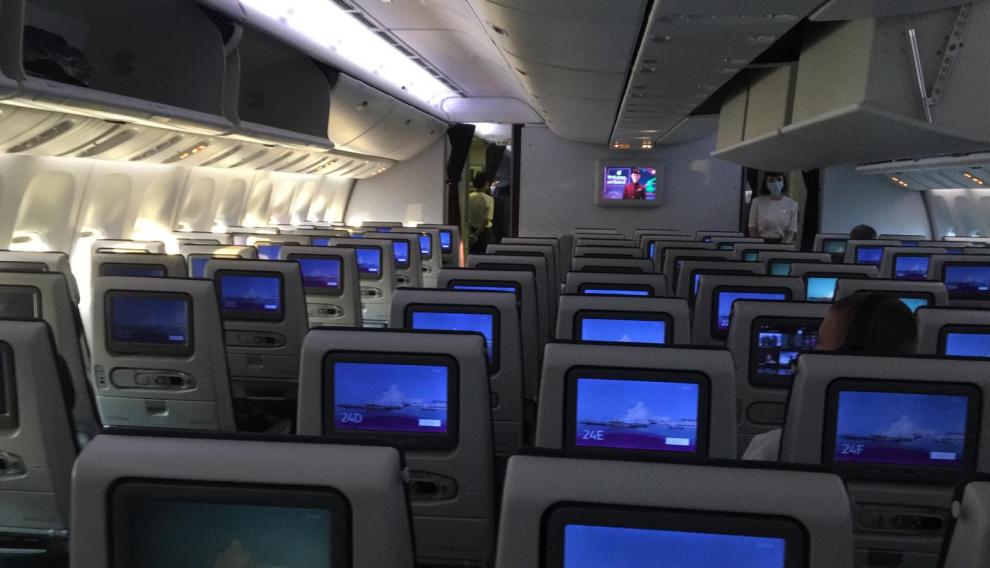 Imagen de uno de los aviones que salen para Manila, facilitada por Victoria Sanz.