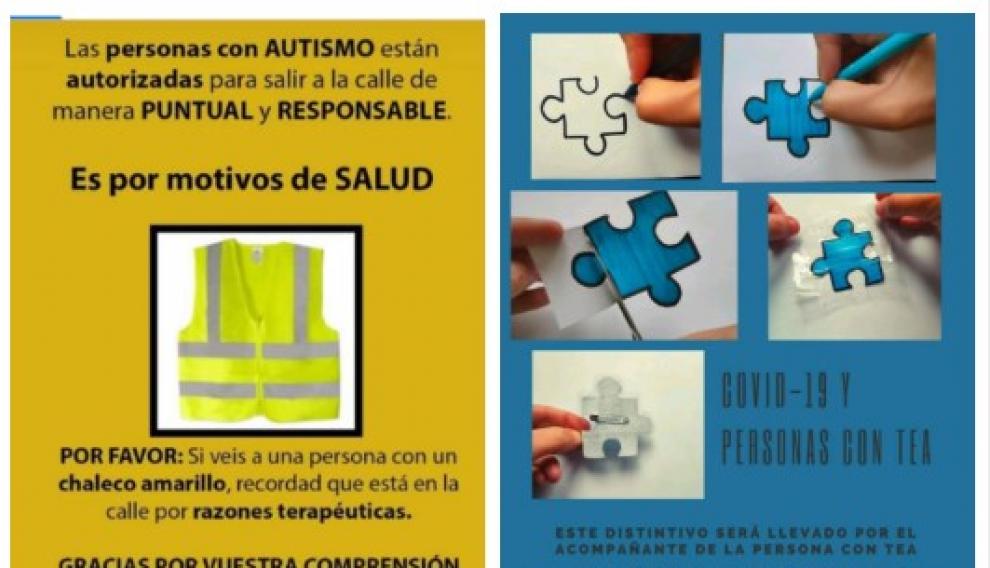 Imagen de dos campañas distintas sobre el autismo. A la izda., una propuesta llevada a cabo en Castilla La Mancha. A la derecha, la iniciativa de concienciación que aplauden mmuchas familias de Aragón.