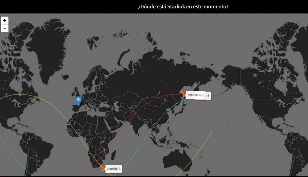Aspecto de la página web que informa de la situación de los satélites.